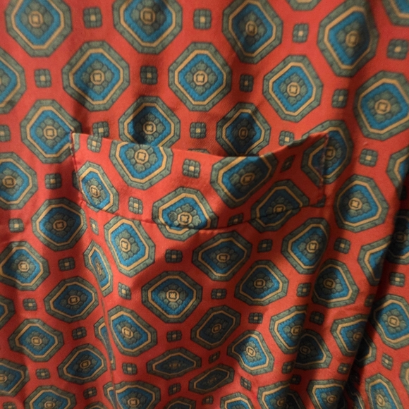 Vintage Liz Claiborne Long Sleeve Midi Dress Size 14 Red Green Patterned Pockets - Picture 4 of 12